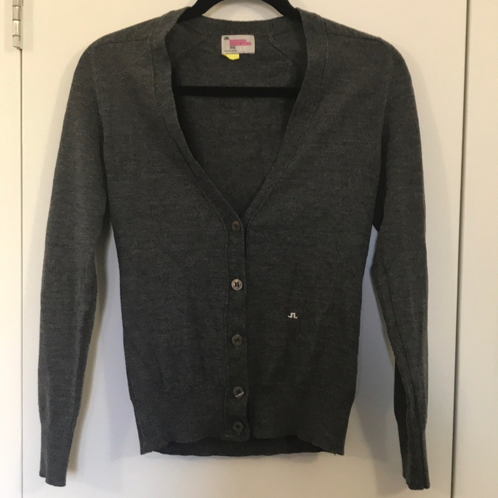 100% merino wool gray cardigan by J Lindeberg